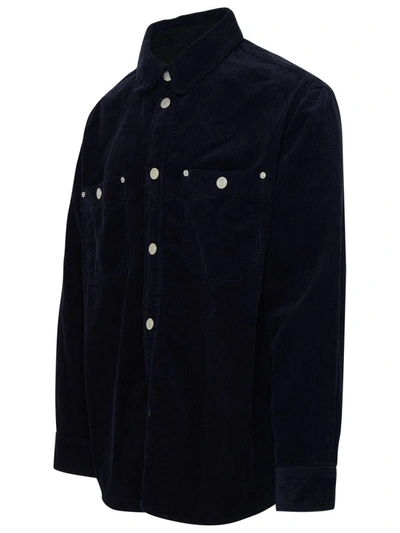 Shop Isabel Marant 'ritchie' Midnight Blue Cotton Blend Shirt