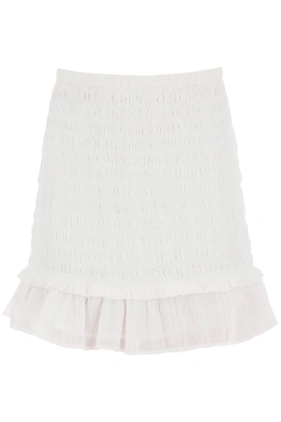 Shop Isabel Marant Étoile Isabel Marant Etoile Smocked Cotton Dorela Mini Skirt In White