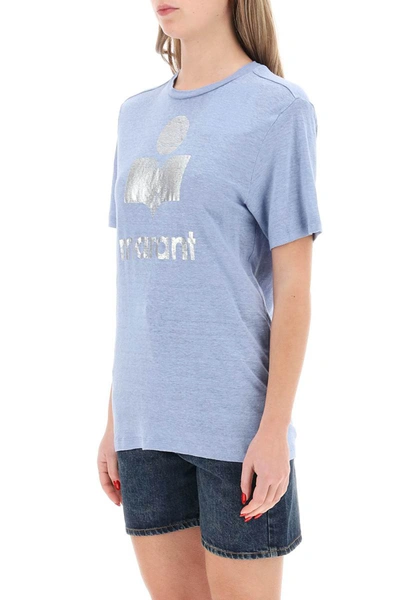 Shop Isabel Marant Étoile Isabel Marant Etoile Zewel T-shirt With Metallic Logo Print In Multicolor