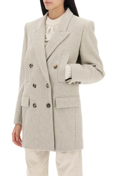 Shop Isabel Marant Floyd Wool Crepe Blazer In Beige