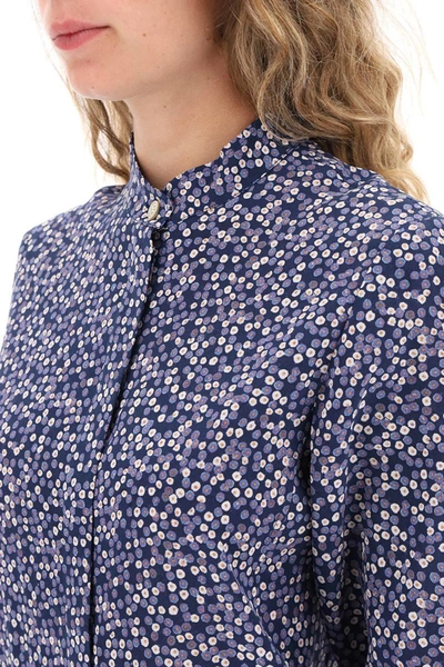 Shop Isabel Marant Ilda Silk Shirt With Floral Print In Blue