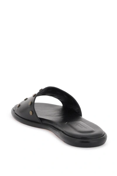 Shop Isabel Marant Leather Vikee Slides In Black