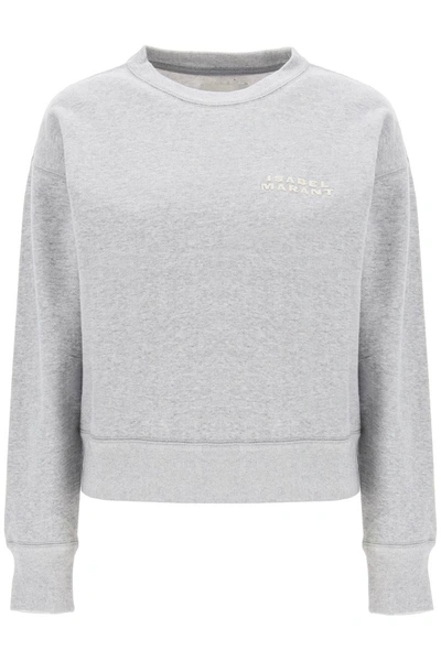 Shop Isabel Marant Shad Sweatshirt With Logo Embroidery In Grey