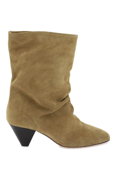 Shop Isabel Marant Suede Reachi Ankle Boots In Beige