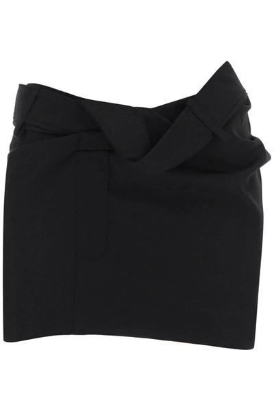 Shop Jacquemus 'la Mini Jupe Bahia' Draped Mini Skirt In Black