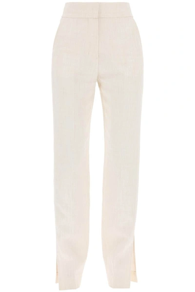 Shop Jacquemus 'le Pantalon Tibau' Slit Pants In White