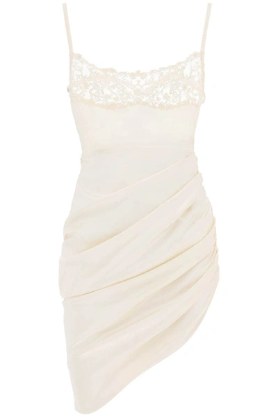 Shop Jacquemus La Robe Saudade Brodée Draped Dress In White