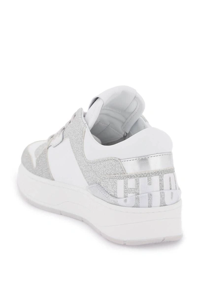 Shop Jimmy Choo 'florent' Glittered Sneakers With Lettering Logo In Multicolor