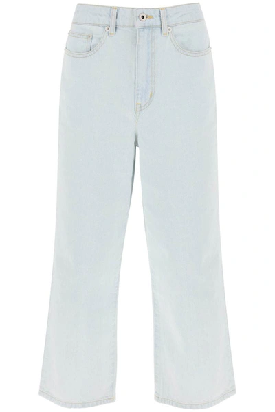Shop Kenzo 'sumire' Cropped Jeans With Wide Leg In Blue