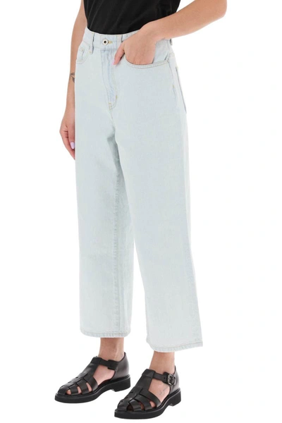 Shop Kenzo 'sumire' Cropped Jeans With Wide Leg In Blue