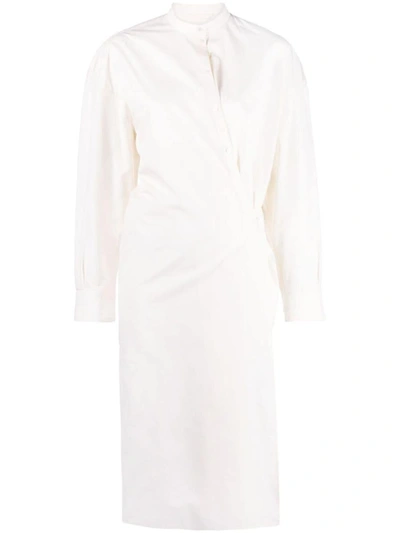 Shop Lemaire Officer Collar Twisted Dress Clothing In Wh001 Chalk
