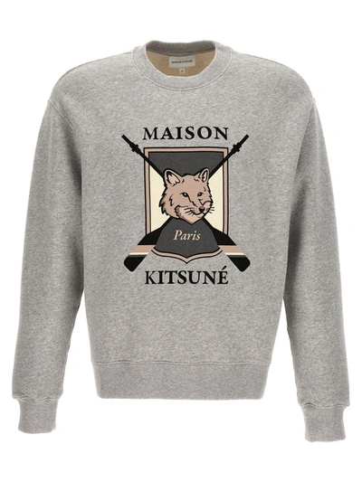 Shop Maison Kitsuné 'college Fox' Sweatshirt In Gray