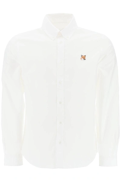 Shop Maison Kitsuné Maison Kitsune Fox Head Button-down Shirt In White