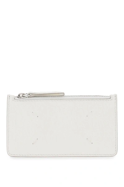 Shop Maison Margiela Leather Zipped Cardholder In White