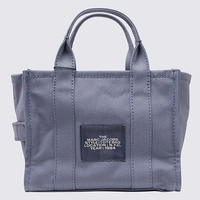 Shop Marc Jacobs Blue Shadow And White Canvas Handle Bag