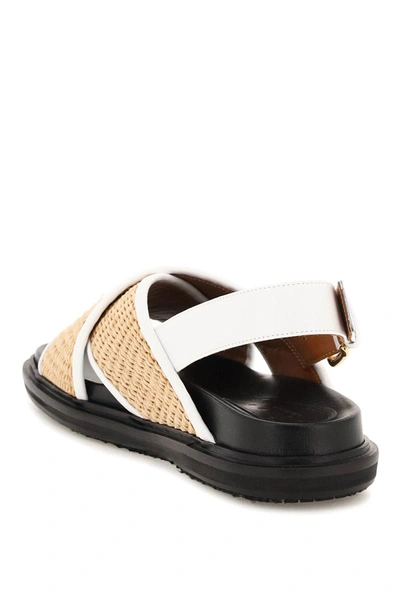 Shop Marni Leather And Raffia Fussbett Sandals In Multicolor