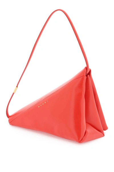 Shop Marni Leather Prisma Triangle Bag In Red