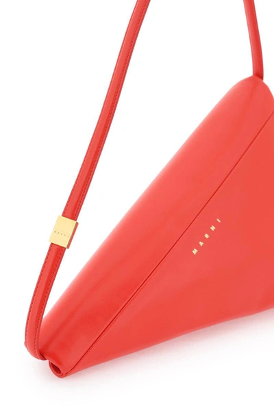 Shop Marni Leather Prisma Triangle Bag In Red