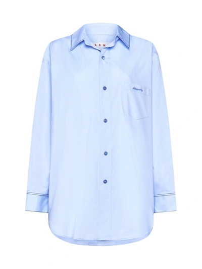 Shop Marni Shirts In Clear Blue