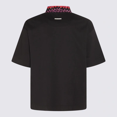 Shop Missoni Black Multicolour Cotton Zig Zag Polo Shirt In Black And Multicolor