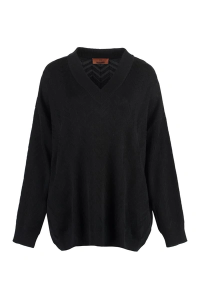 Shop Missoni Wool Blend Sweater In Black