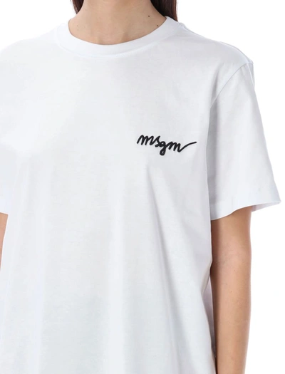 Shop Msgm T-shirt Signature In Optical White