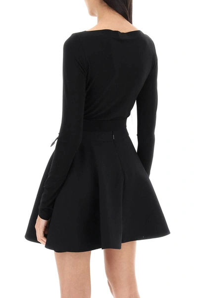 Shop Norma Kamali Belted Long-sleeved Bodysuit In Black