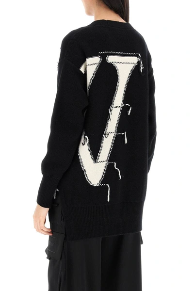 Shop Off-white Cardigan With Maxi Ow Logo In Multicolor