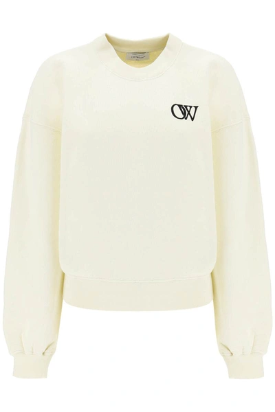 Shop Off-white Crew-neck Sweatshirt With Flocked Logo