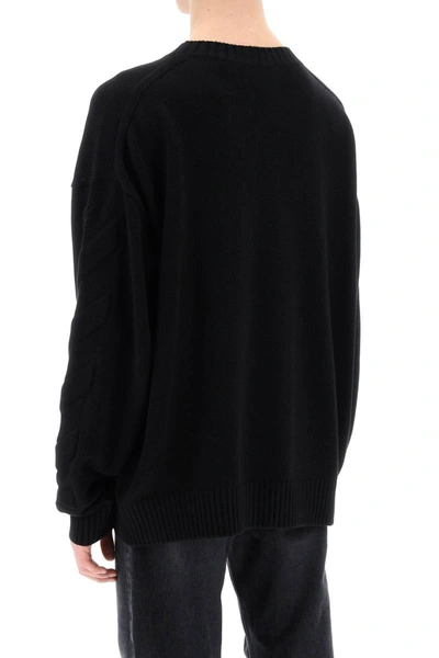 Shop Off-white Sweater With Embossed Diagonal Motif In Black
