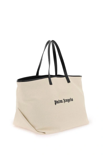 Shop Palm Angels Canvas Tote Bag In White