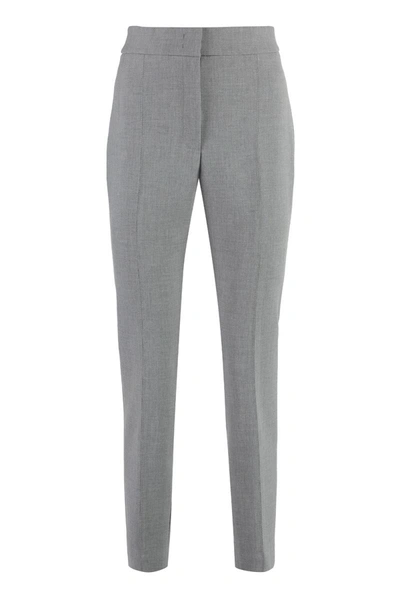 Shop Peserico Stretch Gabardine Cigarette Trousers In Grey