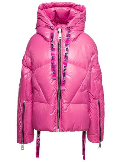 Shop Khrisjoy Pink 'puff Khris Iconic' Oversized Down Jacket With Hood In Polyester Woman