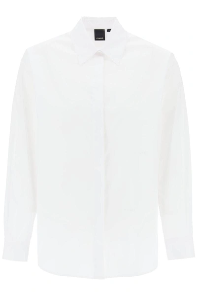 Shop Pinko Cotton Popeline Shirt In White