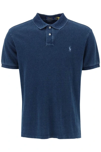 Shop Polo Ralph Lauren Pique Cotton Polo Shirt In Blue