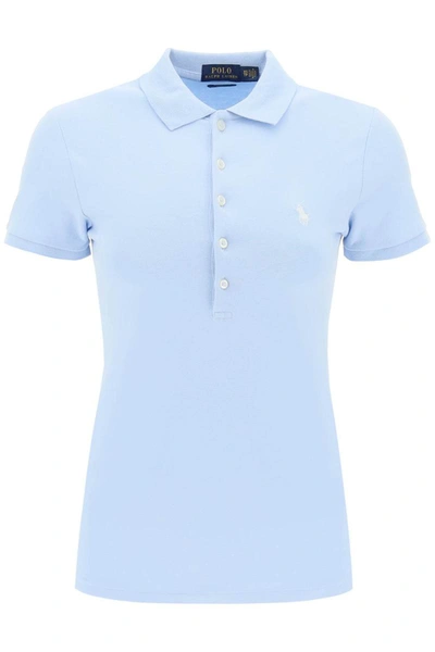 Shop Polo Ralph Lauren Slim Fit Five Button Polo Shirt In Blue