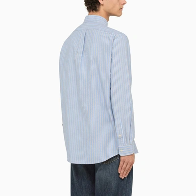 Shop Polo Ralph Lauren Striped Oxford Shirt Custom-fit In Blue