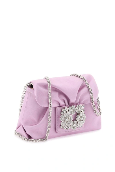 Shop Roger Vivier Buckle Rv Bouquet Strass Mini Bag In Pink