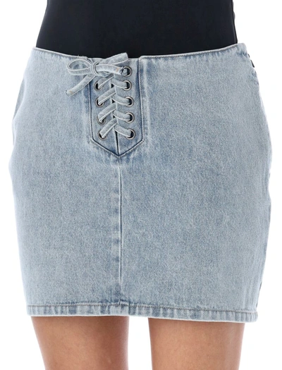 Shop Rotate Birger Christensen Rotate Lace-up Skirt In Blue