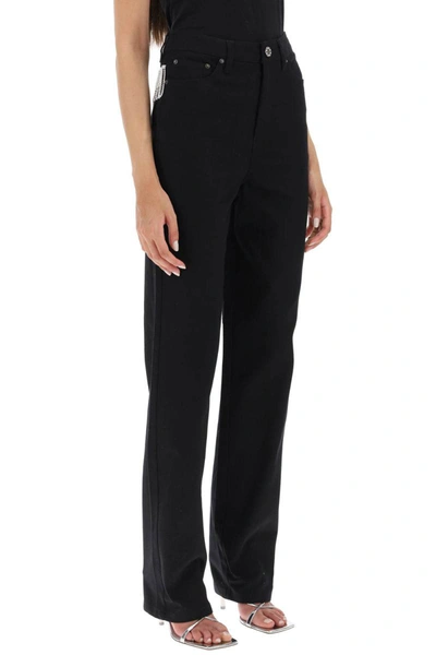 Shop Rotate Birger Christensen Rotate Straight Jeans With Cristal Fringes In Black