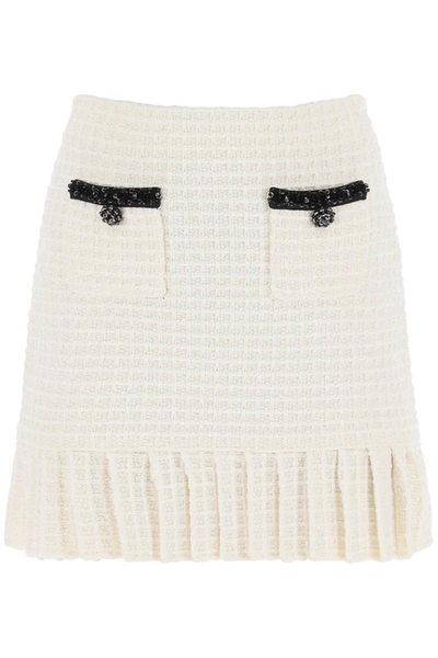 Shop Self-portrait Self Portrait Knitted Mini Skirt With Sequins In Multicolor
