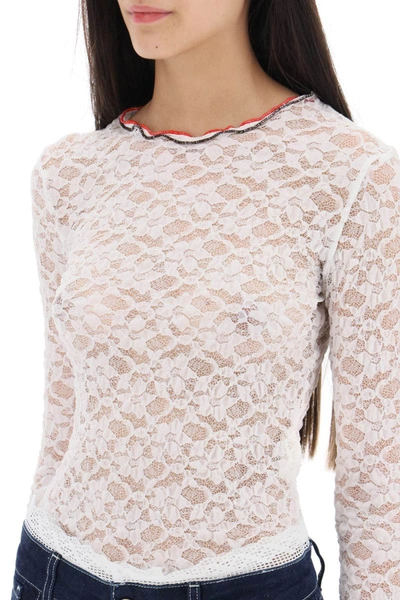 Shop Siedres 'dixie' Stretch Lace Bodysuit In White