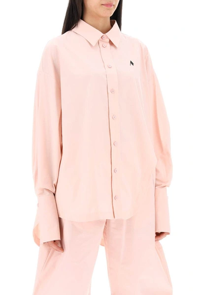 Shop Attico The  Diana Oversized Asymmetric Shirt In Pink