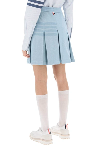 Shop Thom Browne Knitted 4-bar Pleated Skirt In Blue