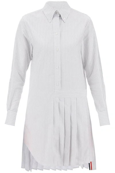 Shop Thom Browne Striped Oxford Shirt Dress In Multicolor