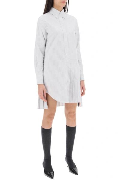 Shop Thom Browne Striped Oxford Shirt Dress In Multicolor