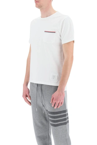 Shop Thom Browne T-shirt With Chest Pocket In White