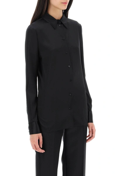 Shop Tom Ford Silk Satin Shirt In Black
