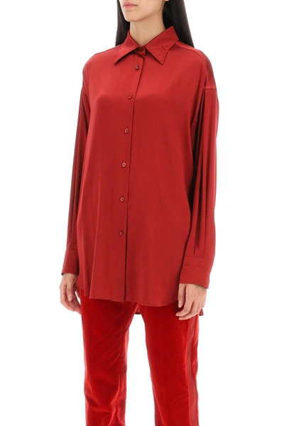 Shop Tom Ford Stretch Silk Satin Shirt In Red