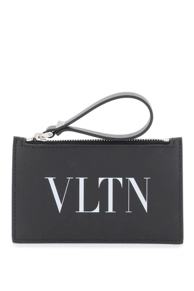 Shop Valentino Garavani Leather Vltn Cardholder In Black